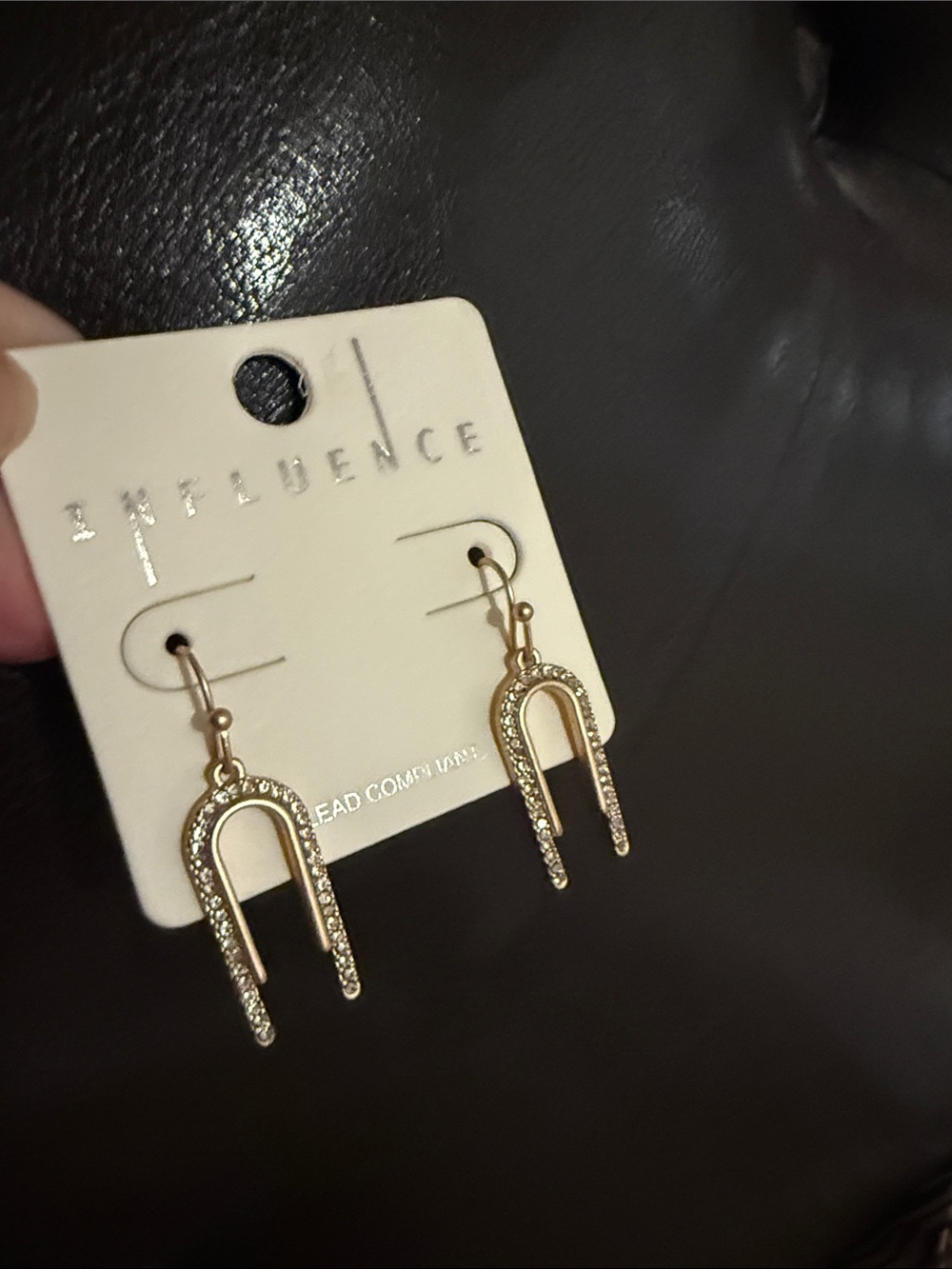 Gold-Tone Pave Horseshoe Drop Earrings - Gold